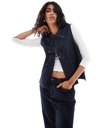 ASOS - Denim Waistcoat With Ties - Lyst