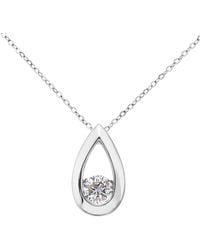 DIAMANT L'ÉTERNEL - 9ct Witgouden Derde Karaat Diamanten Druppelvormige Hanger En 18 Inch Ketting - Lyst