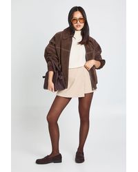 Boohoo - Petite Wool Look Wrap Mini Skirt - Lyst
