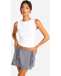 Boohoo - Side Tie Pleated Tennis Skirt - Lyst