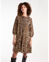 Blue Vanilla - Shirred Front Tie Neck Smock Dress - Lyst