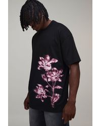 BoohooMAN - Tall Oversized Blurred Floral Print T-Shirt - Lyst