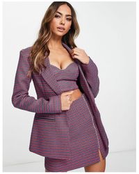 Miss Selfridge - Dogtooth Blazer With Cut Out Dimante Heart Back Co-ord - Lyst