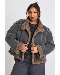 Boohoo - Plus Teddy Trim Detail Jacket - Lyst
