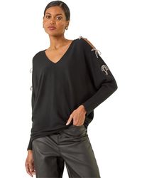 Roman - Bow Sleeve V-Neck Knit Jumper - Lyst