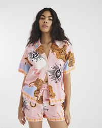 River Island - Pyjama Set Printed Shirt & Shorts Cotton - Lyst