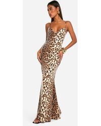 Boohoo - Cowl Neck Leopard Sequin Maxi Dress - Lyst