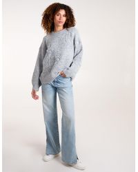 Blue Vanilla - Knit Flower Embroidery Cropped Jumper - Lyst