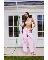 Boohoo - Mid Waist Twisted Seam Barrel Leg Jean - Lyst