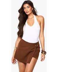 Boohoo - Woven Button Wrap Skort - Lyst