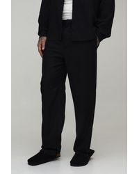 BoohooMAN - Tall Half & Waist Relaxed Fit Linen Blend Trouser - Lyst