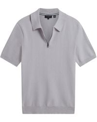 Ted Baker - Fourd Herringbone Stitch Zip Polo Shirt - Lyst