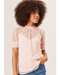 Gini London - High Neck Lace Loose Fit Blouse - Lyst