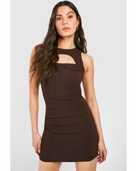 Boohoo - Cut Out Detail Bengaline Mini Dress - Lyst