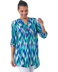 Roman - Abstract Longline Button Detail Tunic Top - Lyst