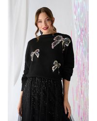 Izabel London - Sequin Bow Detail Drop Shoulder Jumper - Lyst