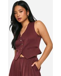 Boohoo - Petite Mock Horn Button Fitted Waistcoat - Lyst