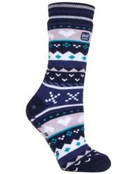Heat Holders - Ladies Fairisle Nordic Winter Non Slip Thermal Slipper Socks - Lyst