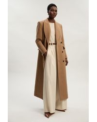 Karen Millen - Wool Blend Tailored Fitted Maxi Coat - Lyst