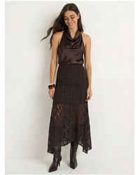 Bianco Lucci - High Waist Lace A-Line Midi Skirt - Lyst
