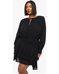 Boohoo - Plus Chiffon Tie Front Ruffle Hem Skater - Lyst