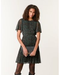 Blue Vanilla - Leopard Print Mesh Crew Neck Mini Dress - Lyst