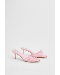 Oasis - Karla Faux Leather Bow Detail Medium Stiletto Heel Mules - Lyst