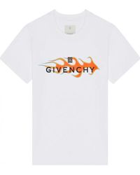 Givenchy - Flames-logo Bedrukt T-shirt In Wit - Lyst