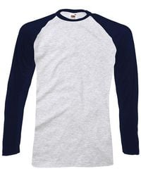 Fruit Of The Loom - Long-Sleeved Baseball T-Shirt /Deep) Cotton - Lyst