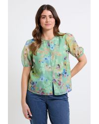 Wallis - Organza Puff Sleeve Top - Lyst