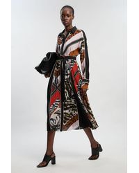 Karen Millen - Print Fluid Tencel Woven Maxi Shirt Dress Lyocell - Lyst