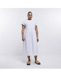 River Island - T-Shirt Midi Dress Plus Poplin Cotton - Lyst