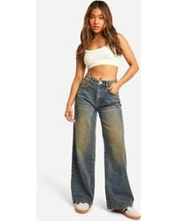 Boohoo - Petite Basics High Waisted Wide Leg Jeans - Lyst