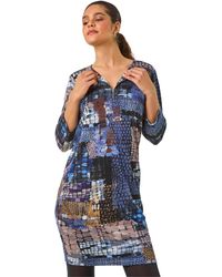 Roman - Pebble Spot Zip Detail Midi Dress - Lyst