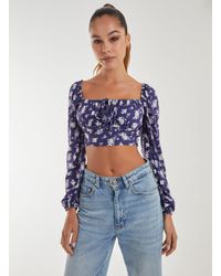 Pink Vanilla - Floral Printed Long Balloon Sleeve Top - Lyst