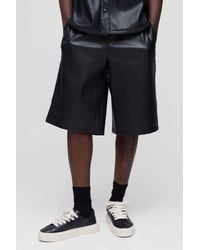 BoohooMAN - Elasticated Waist Embossed Pu Jorts - Lyst