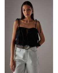 Warehouse - Bohemian Lace Strappy Cropped Cami Top - Lyst