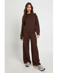 Boohoo - Chunky Knit Collar Detail Oversized Knitted Jumper And Wide Leg Trouser Co-Ord - Lyst