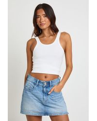 Boohoo - Denim Mini Skort - Lyst