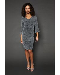 Wallis - Occasion Glitter Jersey Ruffle Shift Dress - Lyst
