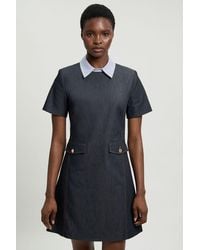 Karen Millen - Tailored Denim Piping Detail A Line Mini Dress - Lyst