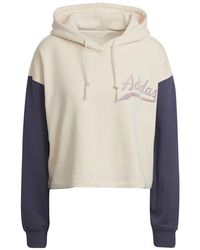 adidas Originals - Cropped Hooded Relaxed Fit Sweatshirt - Lyst