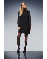 Wallis - Petite Floral Embellished Neck Shift Dress - Lyst