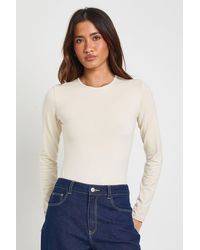 Boohoo - Basic Long Sleeve Crew Neck Bodysuit - Lyst