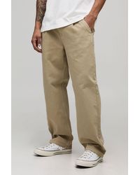 BoohooMAN - Relaxed Fit Half & Waistband Washed Twill Trouser - Lyst