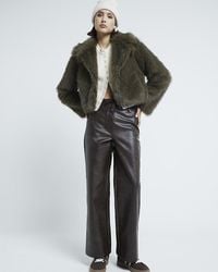 River Island - Trousers Faux Leather Tailored Hybrid Pu - Lyst