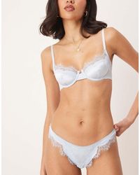 KAT THE LABEL - Sorrento Satin Lace Thong - Lyst