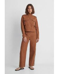 Karen Millen - Tailored Military Cotton Striped Jacket - Lyst