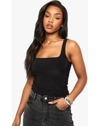 Boohoo - Double Layer Slinky Square Neck Vest Top - Lyst