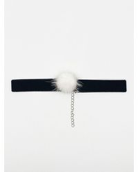 SVNX - Faux Velvet Band Choker Necklace With Pom Pom - Lyst